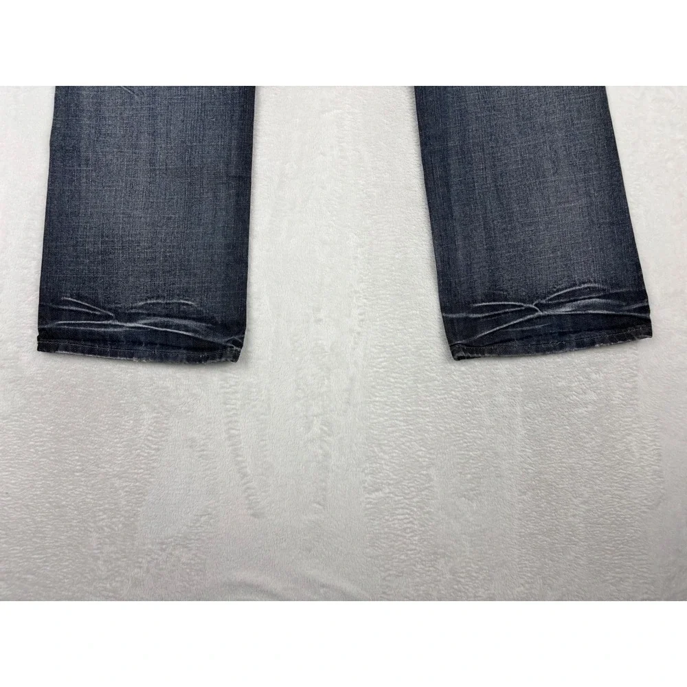 Helix Slim Mens 34x30 Bootcut Jeans Dark Wash Distress Embroidered  Cross Pocket